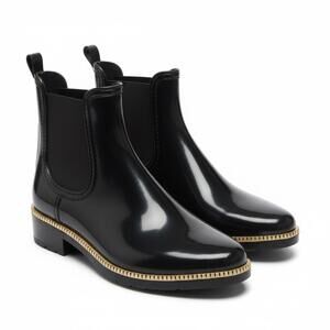 Lemon Jelly Glossy Black Chelsea Boots – EU 37 / US 6.5–7 – Vegan Waterproof